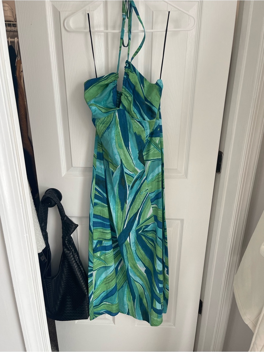 H&M Green and Blue Halter Midi Dress
